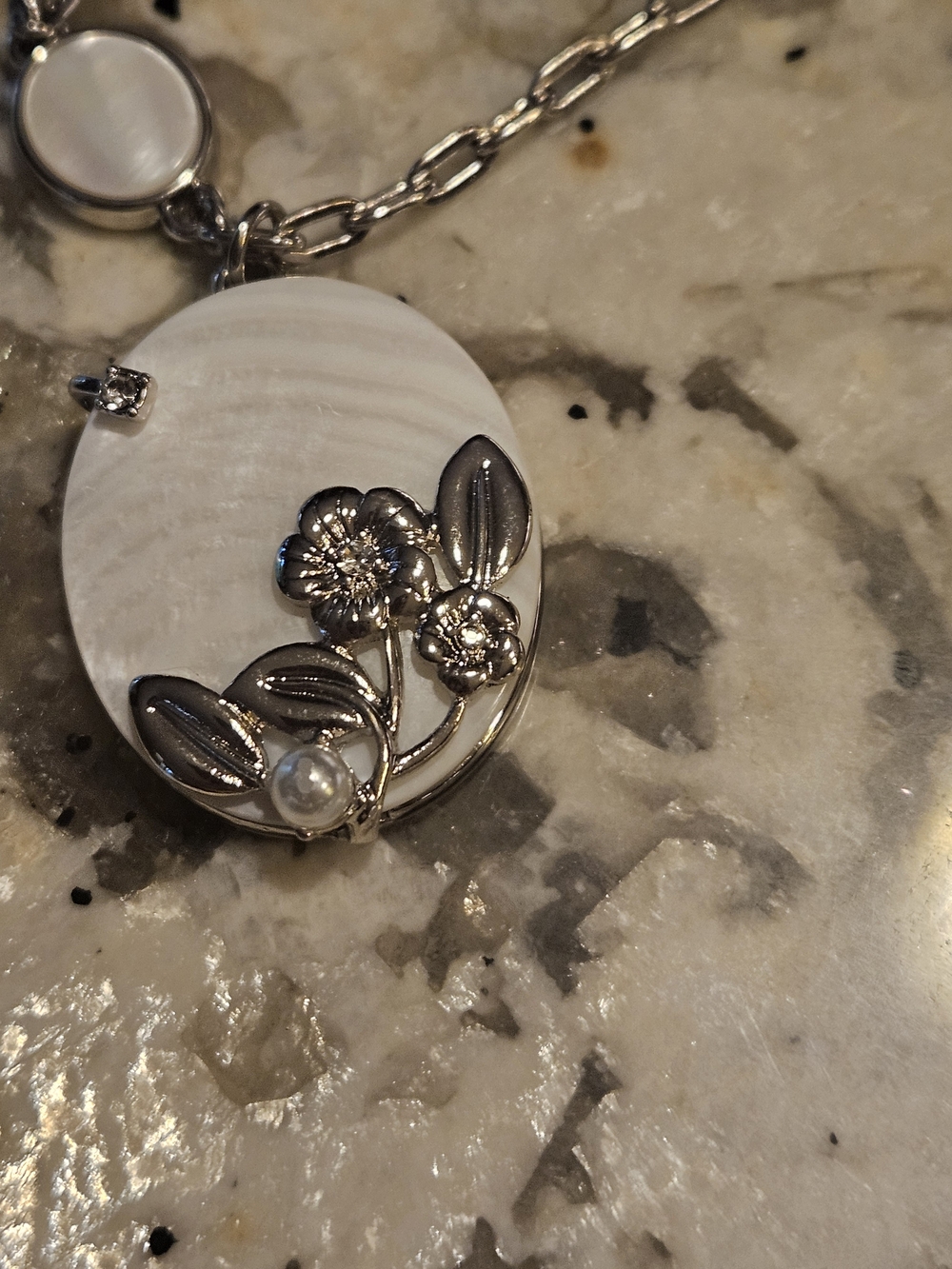 White House Black Market Silver-Tone Floral Pendant Necklace - Picture 5 of 5